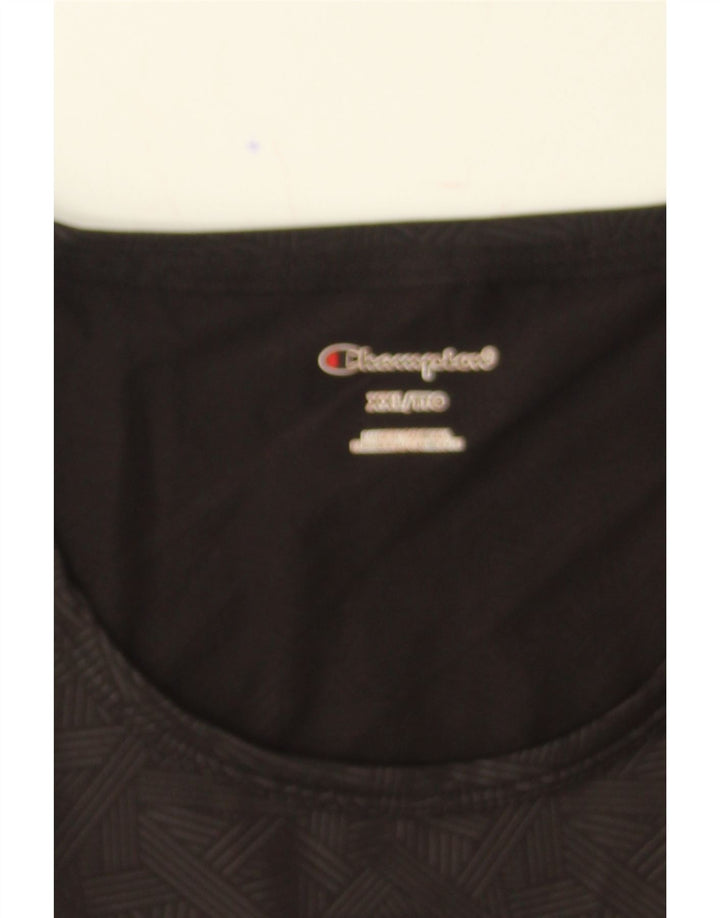 CHAMPION Womens Oversized T-Shirt Top UK 20 2XL Black Geometric Polyester Vintage Champion and Second-Hand Champion from Messina Hembry 