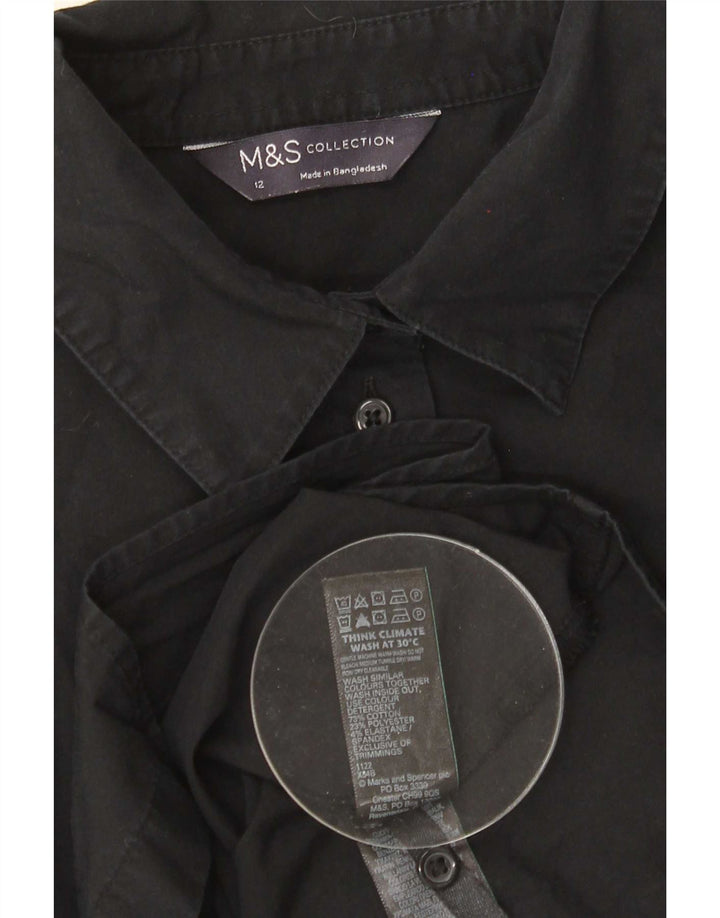 Женская рубашка Marks & Spencer UK 12, средний черный хлопок