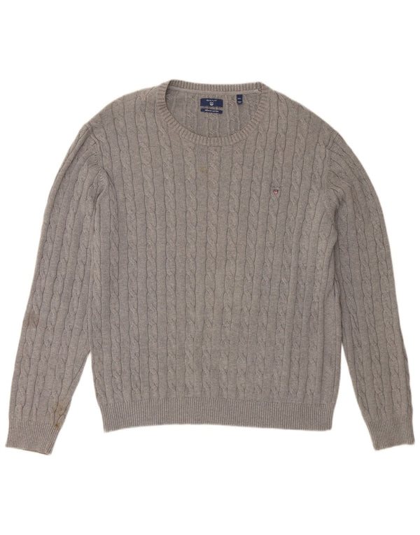 Мужской джемпер с круглым вырезом GANT 3XL, серый хлопок