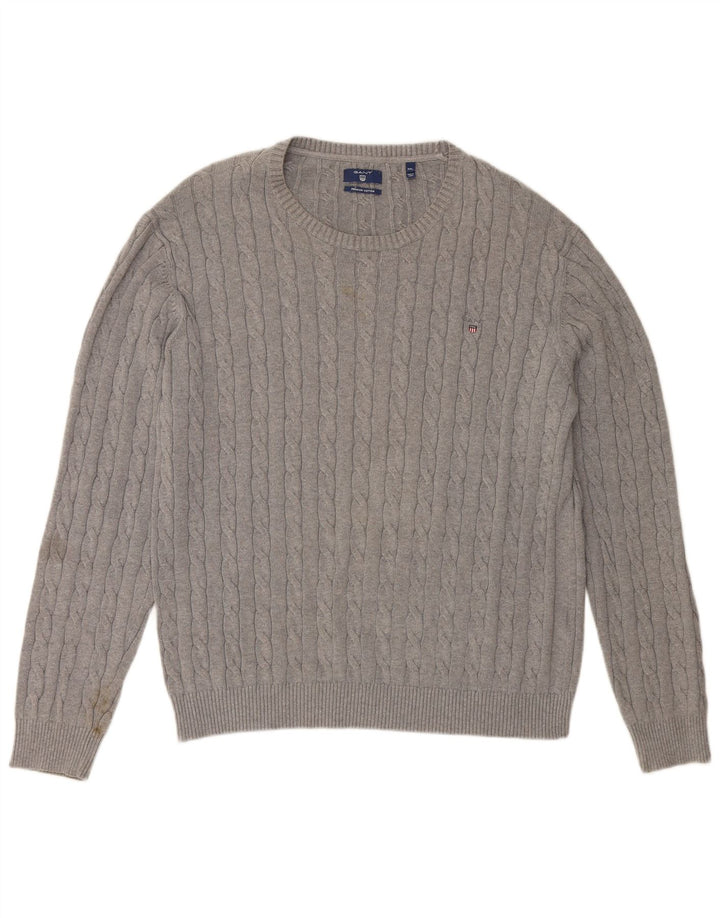 Мужской джемпер с круглым вырезом GANT 3XL, серый хлопок