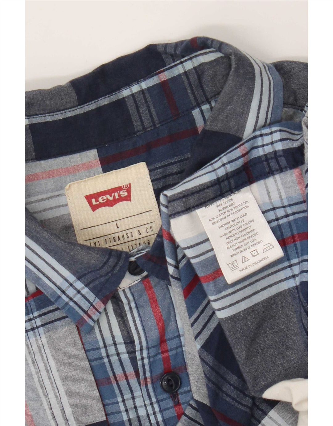 Мужская рубашка с коротким рукавом Levi's, большая темно-синяя клетка, хлопок