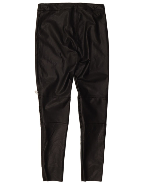 Женские узкие брюки из искусственной кожи Zara Medium W28 L27, черные, полиэстер