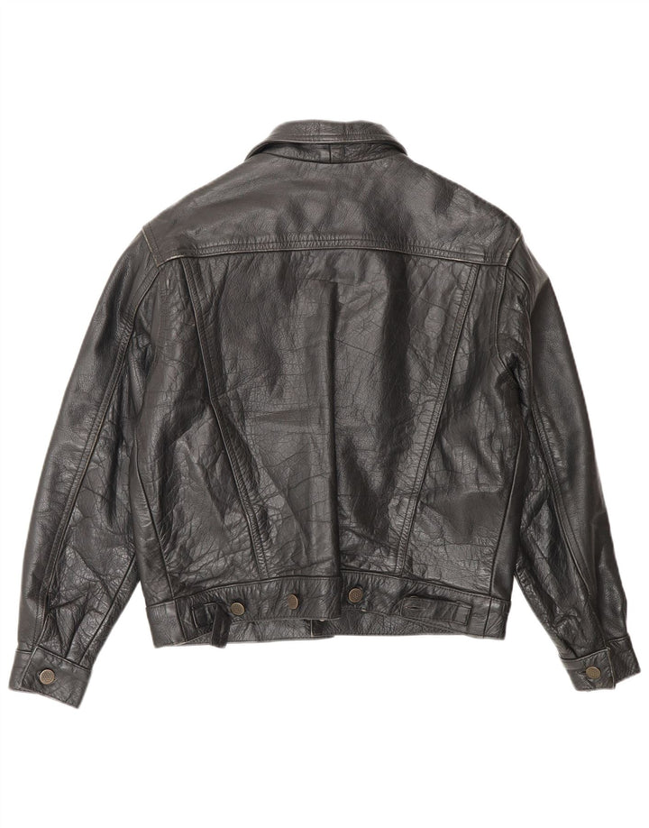 Винтажная женская кожаная куртка IT 42 Medium Black Leather
