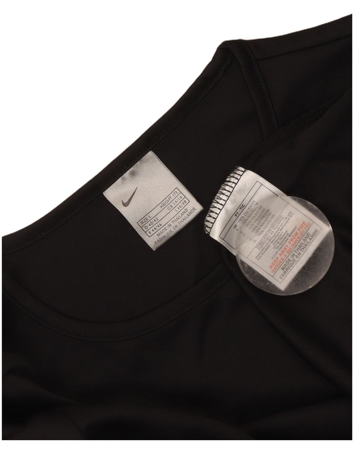 Женский топ Nike Dri Fit с длинным рукавом UK 14/16, большой черный полиэстер