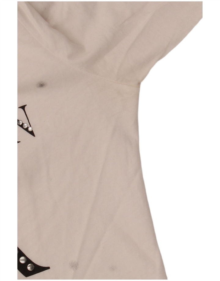 Женский топ с рисунком BENETTON, рукав 3/4, Великобритания 12, средний белый