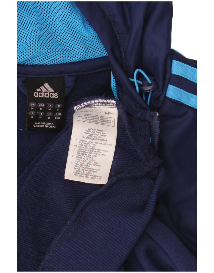 Мужской свитер с капюшоном на молнии Adidas среднего размера, темно-синий, полиэстер
