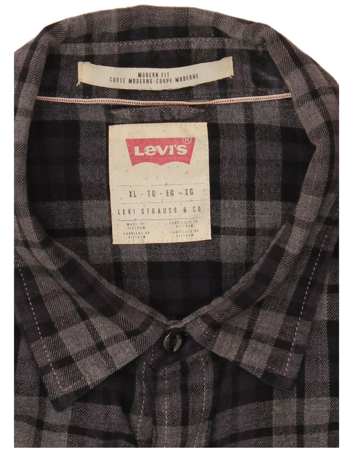 Мужская фланелевая рубашка современного кроя LEVI'S XL Темно-синяя клетка