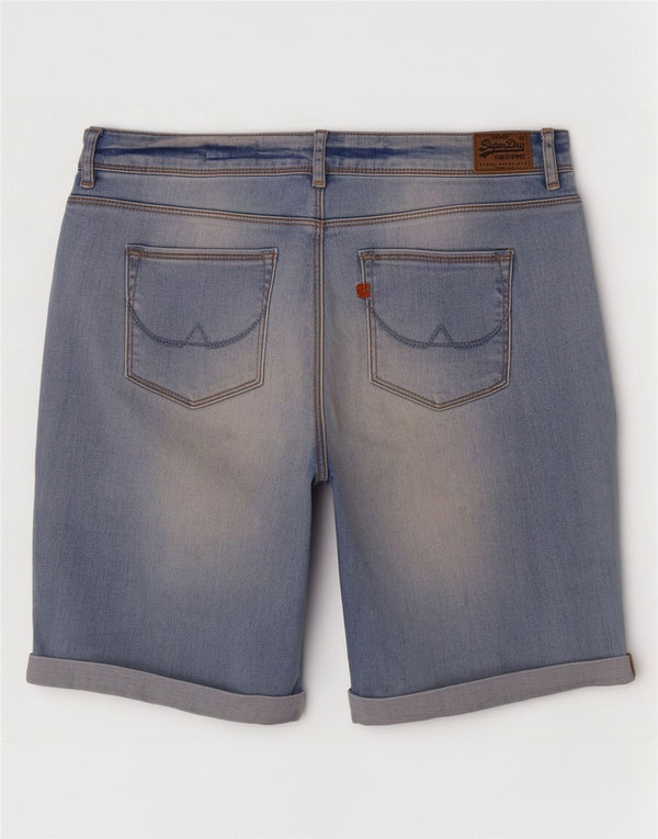 Женские джинсовые шорты-бермуды скинни Superdry W30, хлопковые, среднего синего цвета