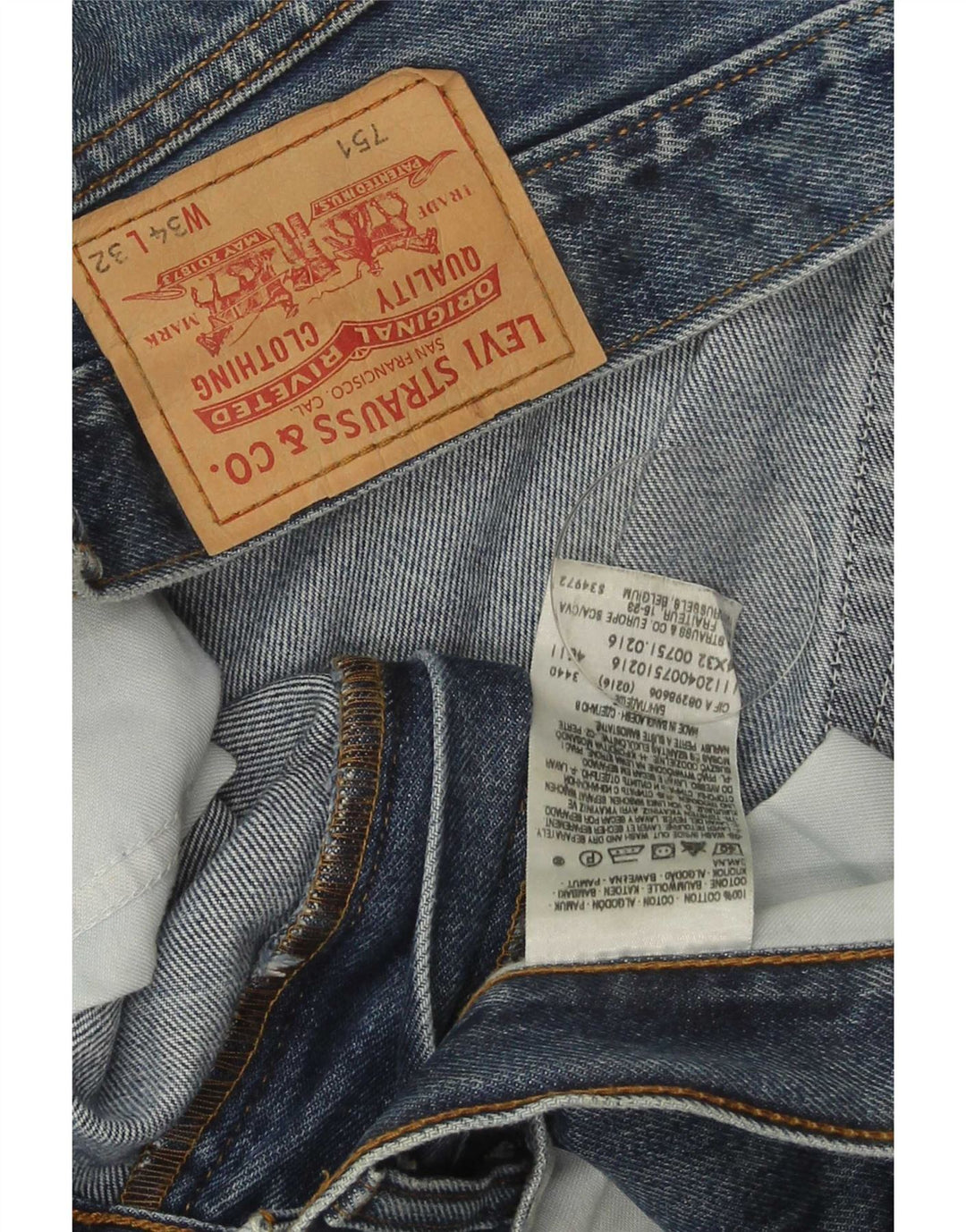 Мужские прямые джинсы Levi's 751 W34 L32 синие, хлопок