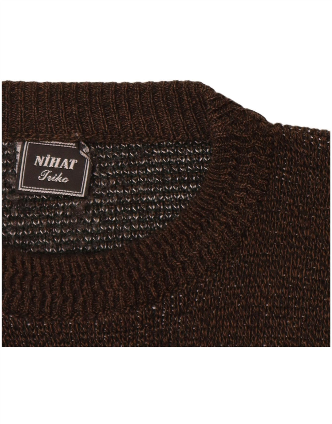 Мужской свитер VINTAGE с круглым вырезом XL, коричневый, акрил с цветными блоками