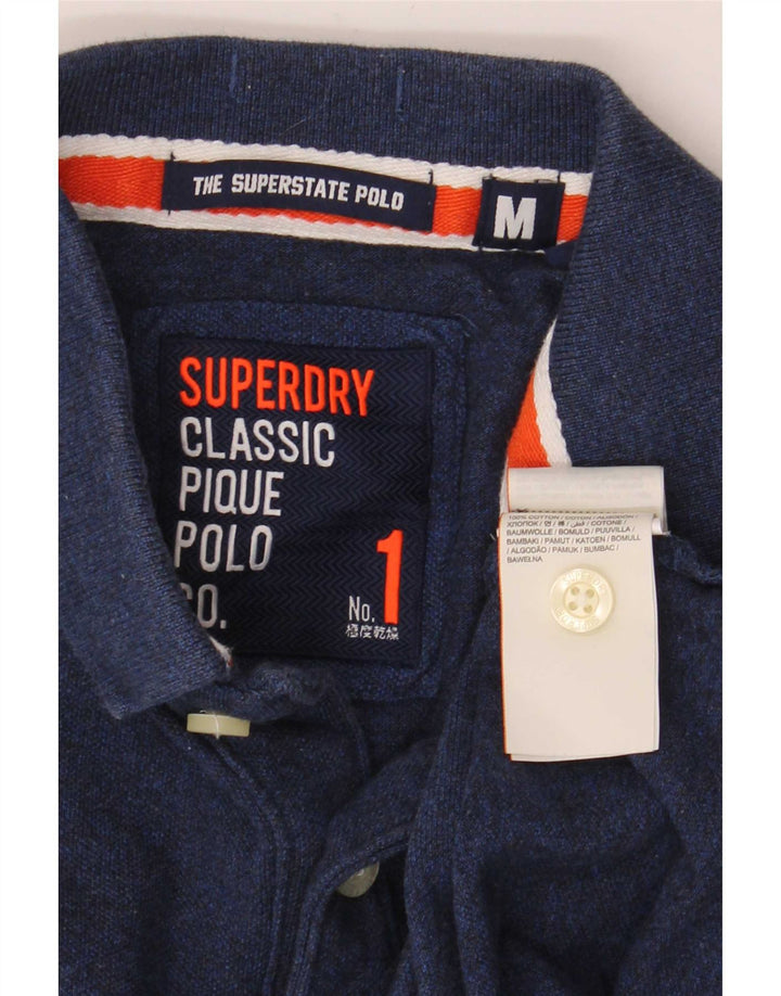 Мужская рубашка-поло с графическим рисунком Superdry среднего размера, темно-синяя, хлопковая