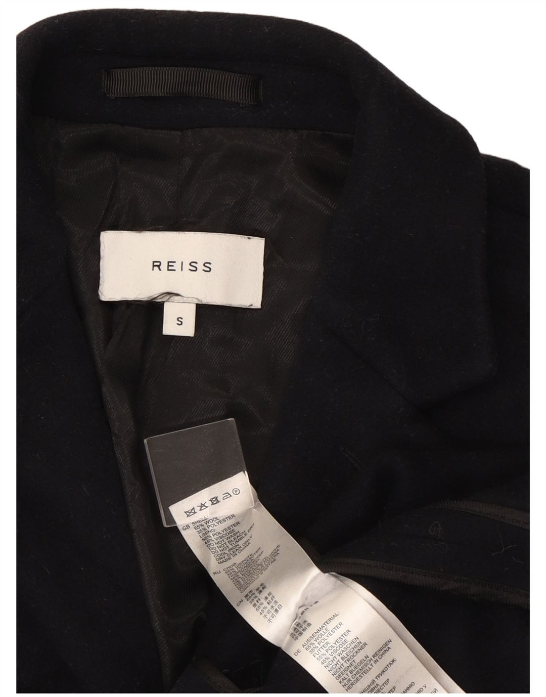 Мужское пальто Reiss UK 36, маленькое темно-синее, шерстяное