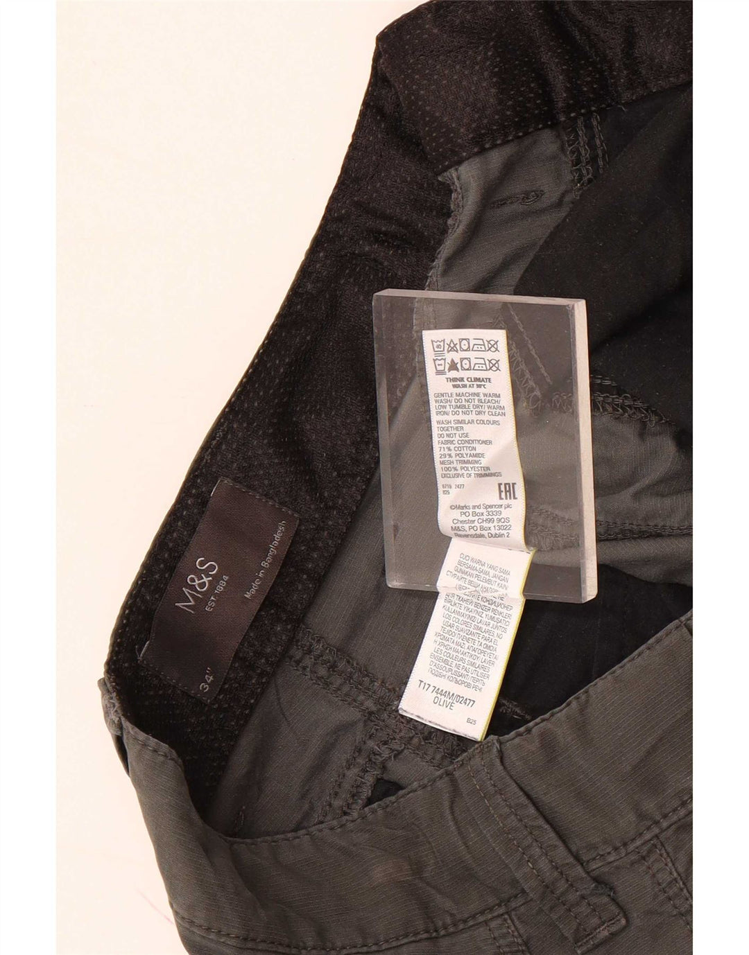 Мужские шорты карго Marks & Spencer W34, большие, цвета хаки, хлопок