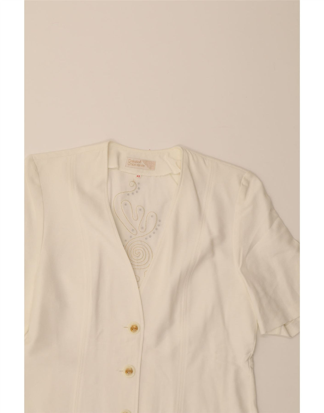 VINTAGE Womens Short Sleeve 3 Button Blazer Jacket IT 42 Medium White Vintage Vintage and Second-Hand Vintage from Messina Hembry 