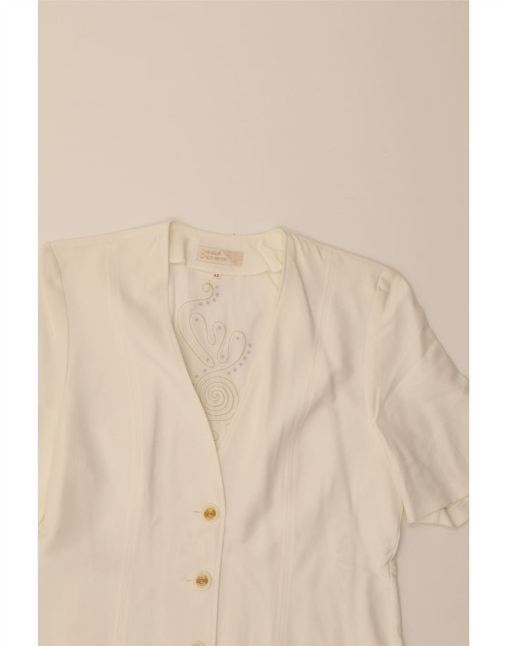 VINTAGE Womens Short Sleeve 3 Button Blazer Jacket IT 42 Medium White Vintage Vintage and Second-Hand Vintage from Messina Hembry 
