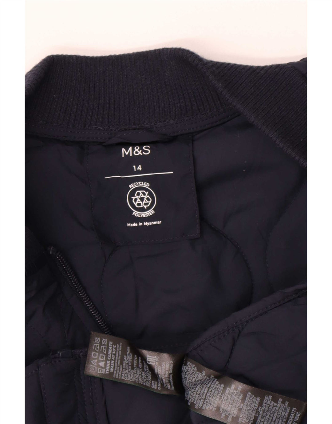 Женская стеганая куртка Marks & Spencer UK 14, большой размер, темно-синий, полиэстер