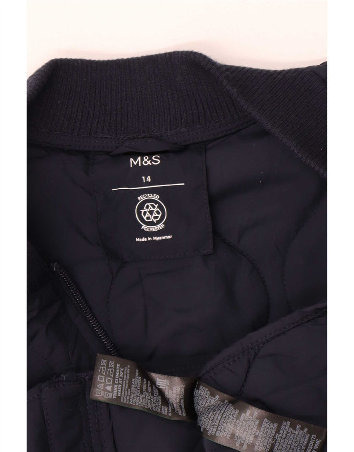 Женская стеганая куртка Marks & Spencer UK 14, большой размер, темно-синий, полиэстер