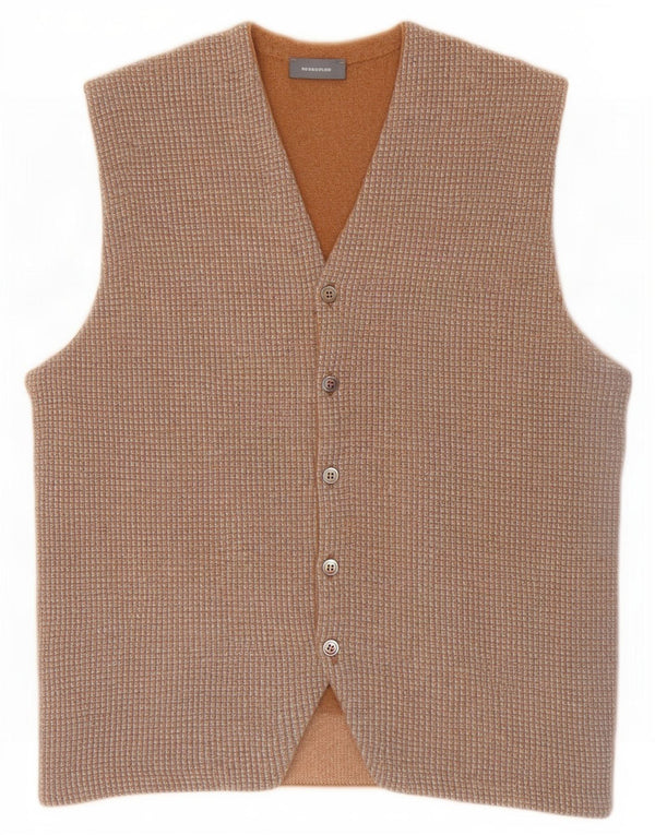 Rossopuro Мужской вязаный жилет IT 50 Medium Beige Houndstooth Wool