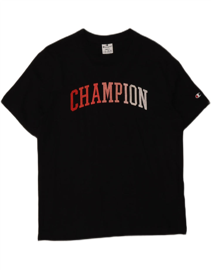 CHAMPION Mens Graphic T-Shirt Top Small Black Cotton