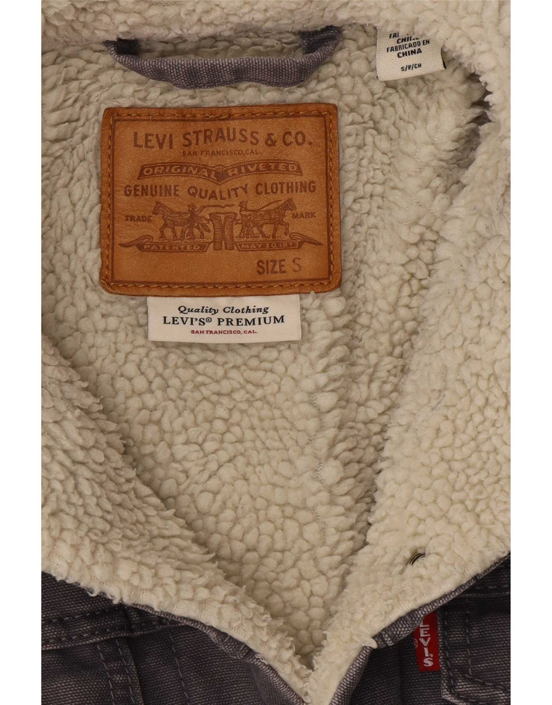 Мужская джинсовая куртка-шерпа Levi's UK 36, маленькая, серая, хлопок