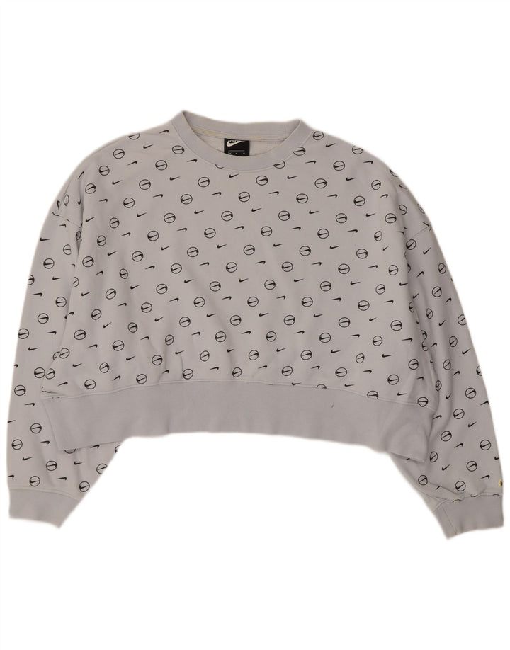 Женский укороченный джемпер большого размера с рисунком Nike UK 14, средний синий