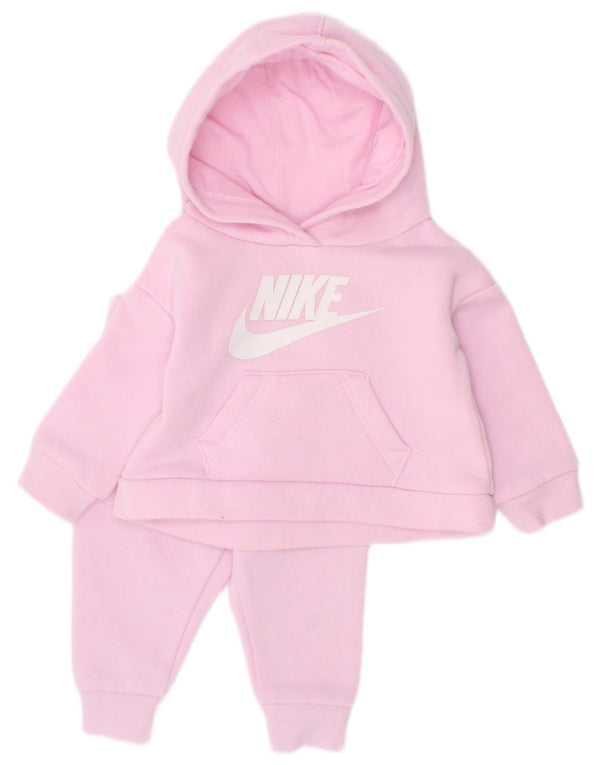 Полный спортивный костюм с капюшоном и рисунком для маленьких девочек Nike (0–3 месяца), розовый
