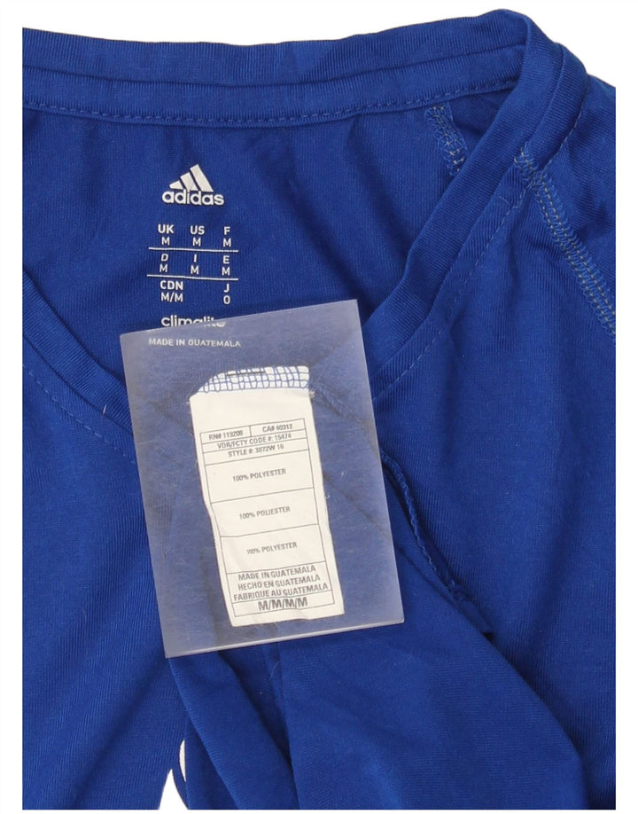 Футболка Adidas Climalite с рисунком для мальчиков, длинный рукав, 13–14 лет, средний синий цвет