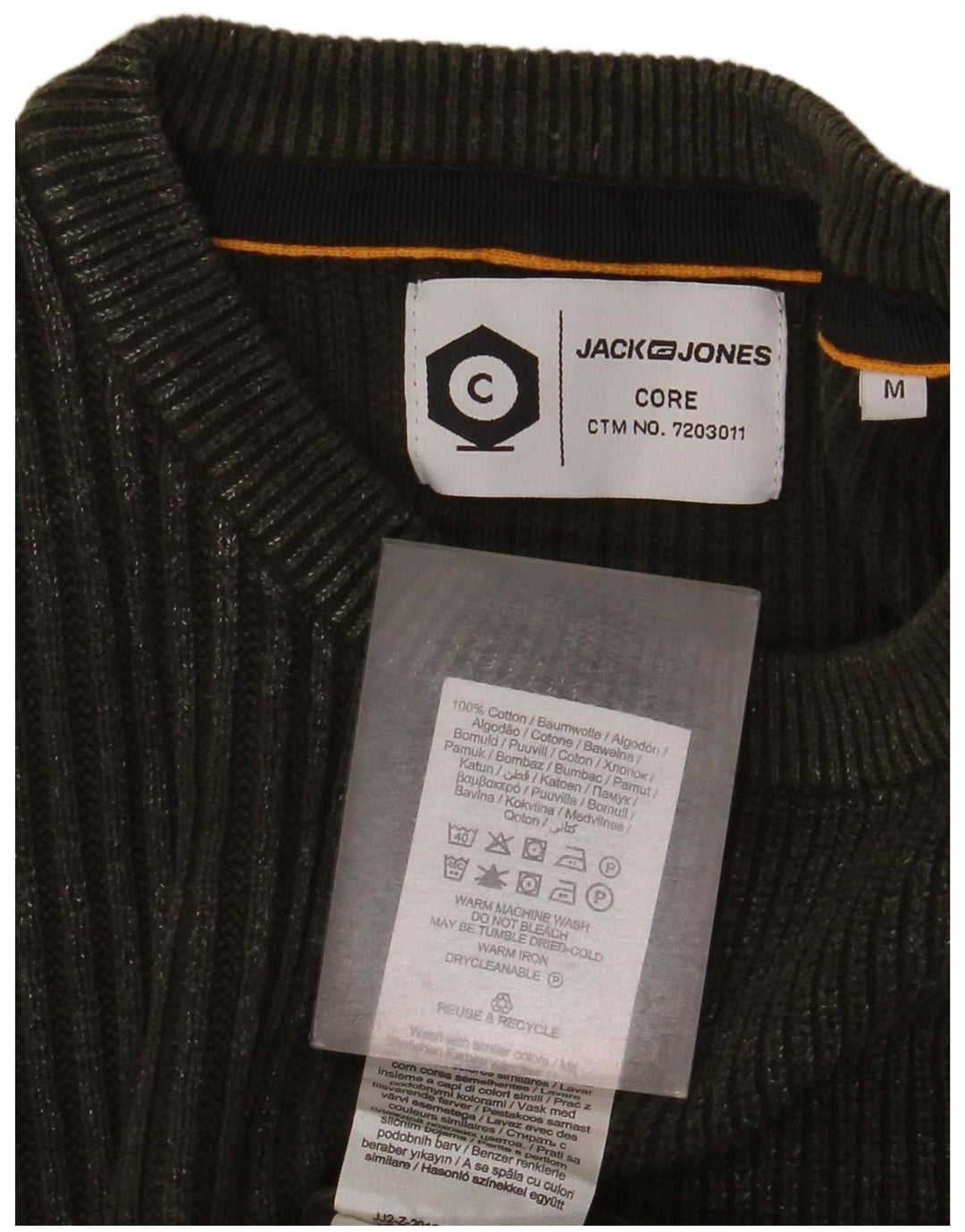 Мужской джемпер с круглым вырезом Jack & Jones, хлопковый свитер среднего зеленого цвета