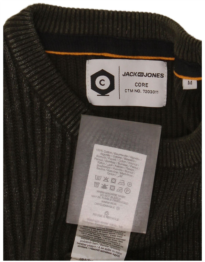 Мужской джемпер с круглым вырезом Jack & Jones, хлопковый свитер среднего зеленого цвета