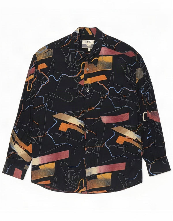 Tipo' S Mens Abstract Pattern Shirt XL Black Viscose