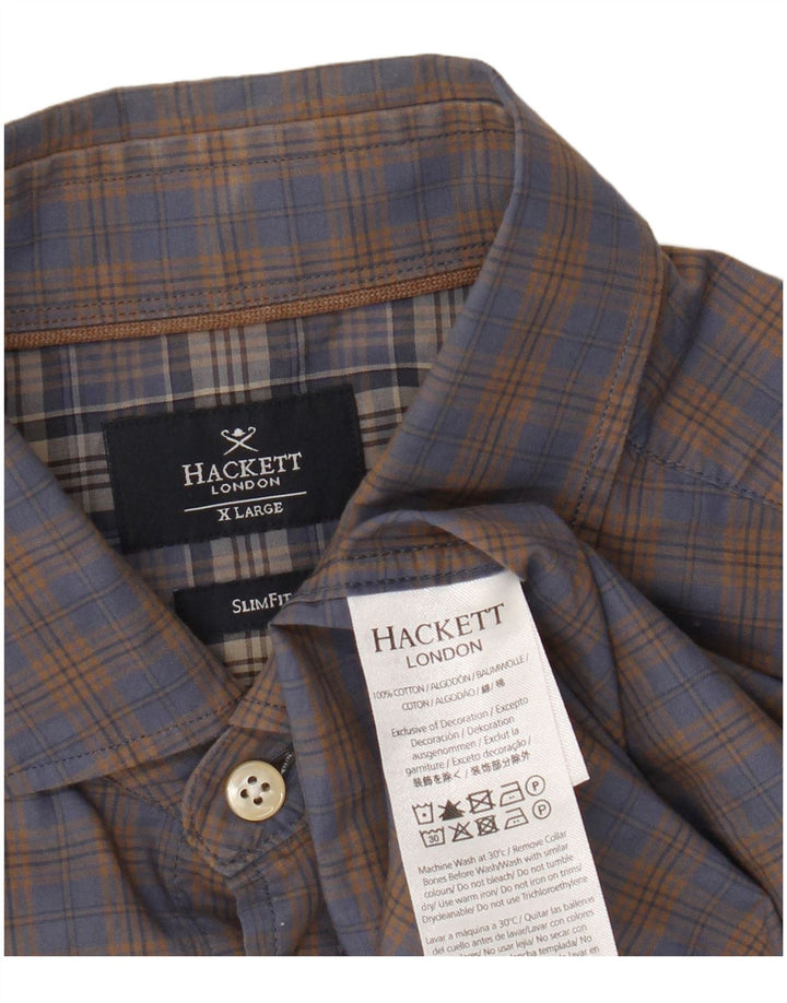 Мужская рубашка приталенного кроя Hackett XL, коричневая клетка в клетку, хлопок