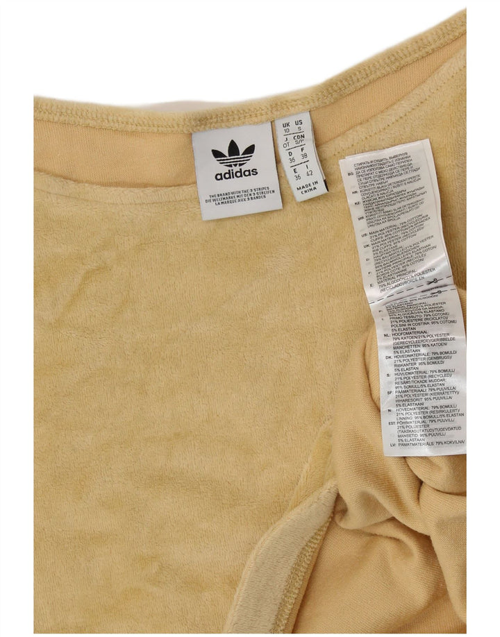 ADIDAS Женский укороченный топ с открытыми плечами большого размера UK 10, маленький желтый хлопок