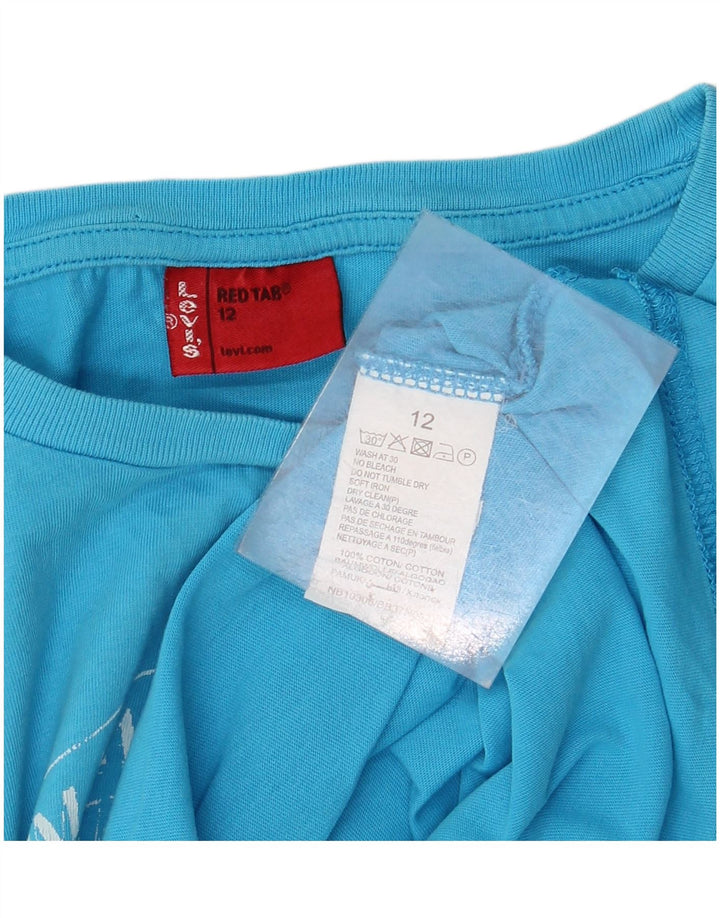 Футболка с рисунком LEVI'S для мальчиков, топ 11-12 лет, синий хлопок