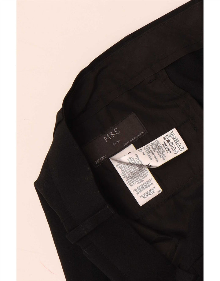 Мужские узкие брюки-чиносы Marks & Spencer W38 L33 черные из полиэстера