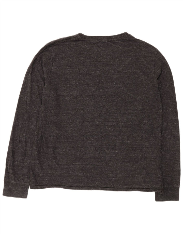 SUPERDRY Мужской топ с длинным рукавом 2XL, серый хлопок с крапинками