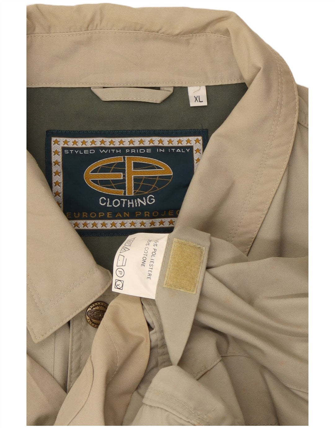 Винтажная мужская куртка UK 42 XL из полиэстера бежевого цвета