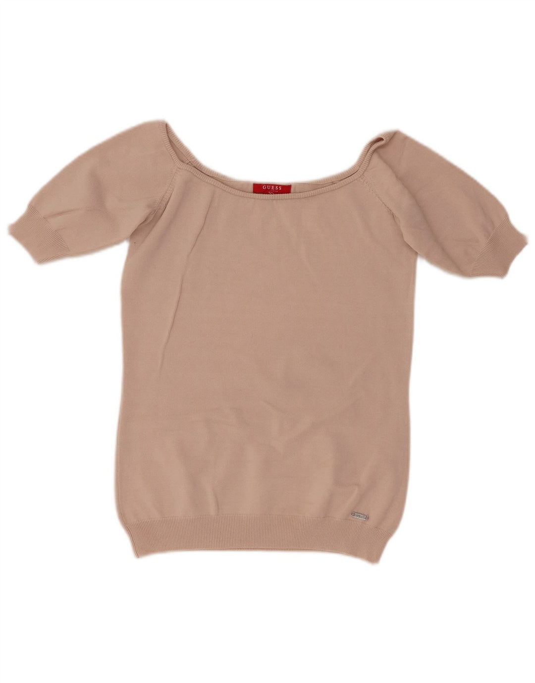 Женская укороченная блузка Guess UK 12, средний розовый цвет из вискозы