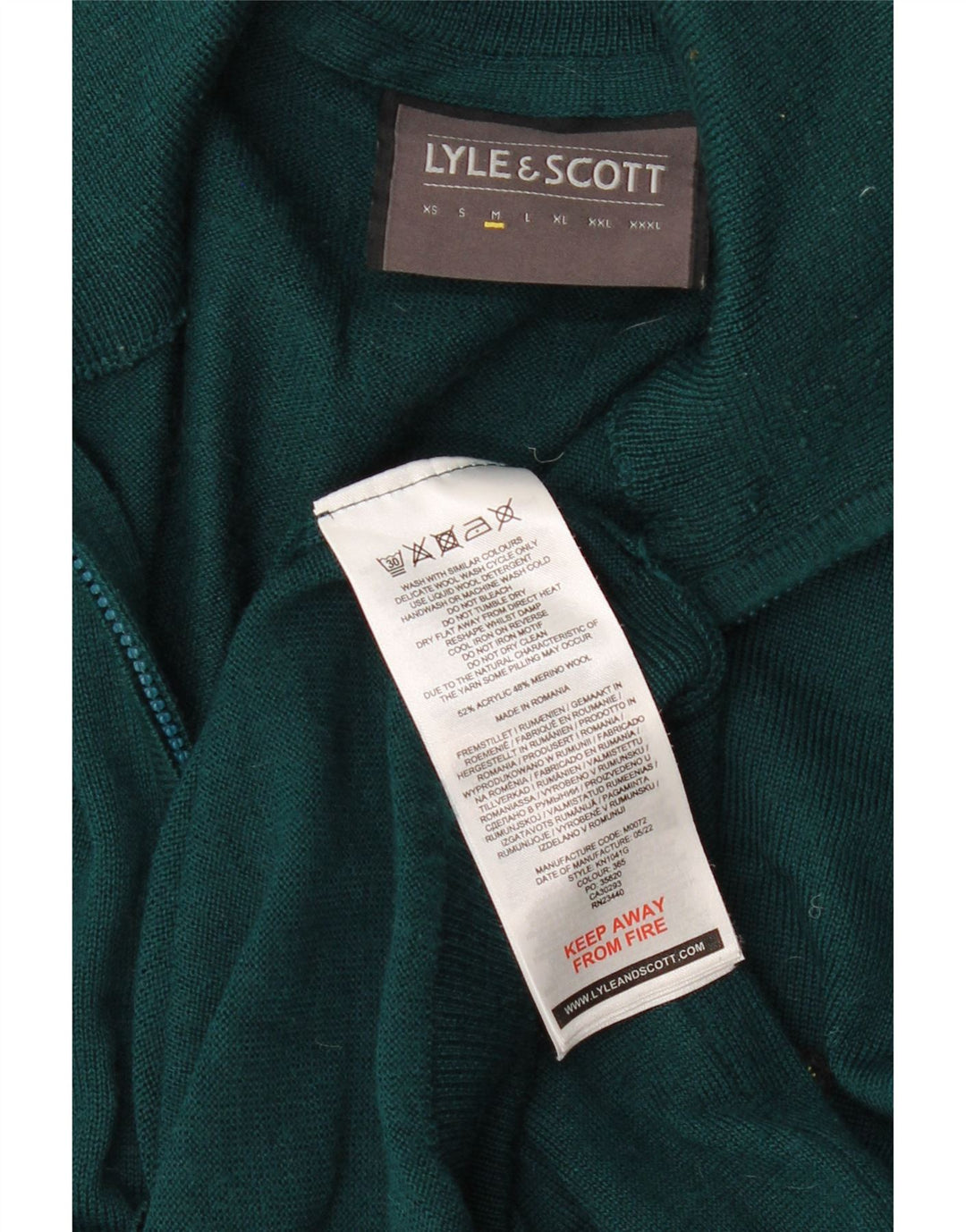 Мужской джемпер с воротником на молнии LYLE & SCOTT, средний зеленый акрил