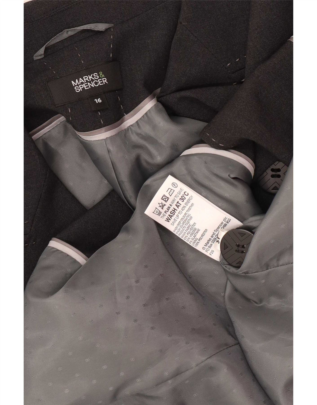 Женский пиджак на 1 пуговице Marks & Spencer, Великобритания 16, большой серый полиэстер