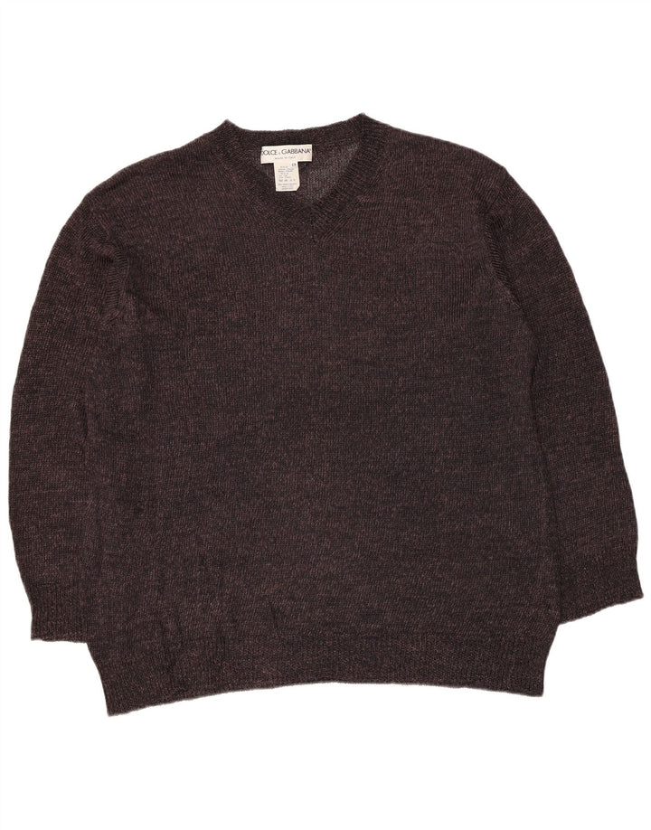 Dolce & Gabbana Женский джемпер с v-образным вырезом IT 48 XL Коричневый вискоза