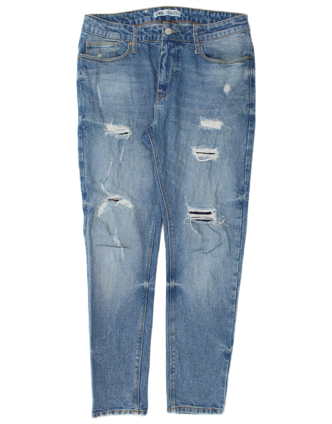 Женские потертые узкие джинсы Zara W33 L28 синие