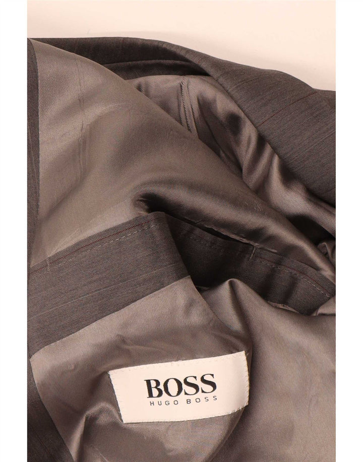 Мужской двубортный пиджак Hugo Boss IT 50, большая серая полосатая шерсть