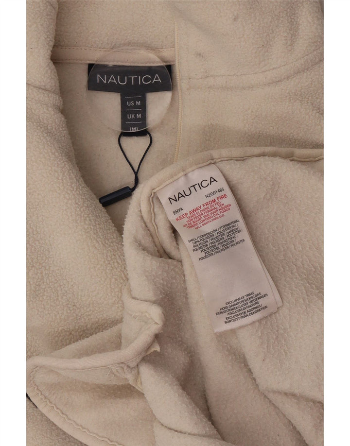 Мужской флисовый джемпер Nautica с рисунком на молнии с воротником среднего размера из белого полиэстера