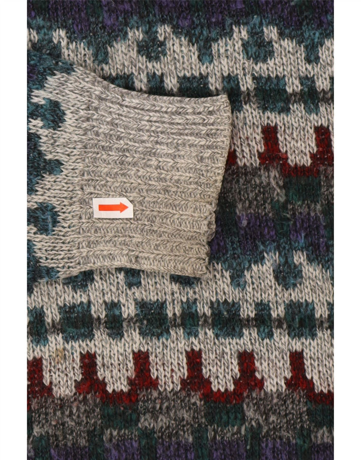 VINTAGE Мужской свитер с воротником-поло IT 48 Средний разноцветный Fair Isle