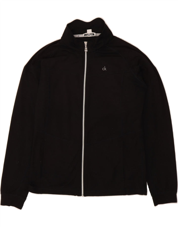 CALVIN KLEIN Womens Golf Tracksuit Top Jacket UK 14 Large  Black Polyester Vintage Calvin Klein and Second-Hand Calvin Klein from Messina Hembry 