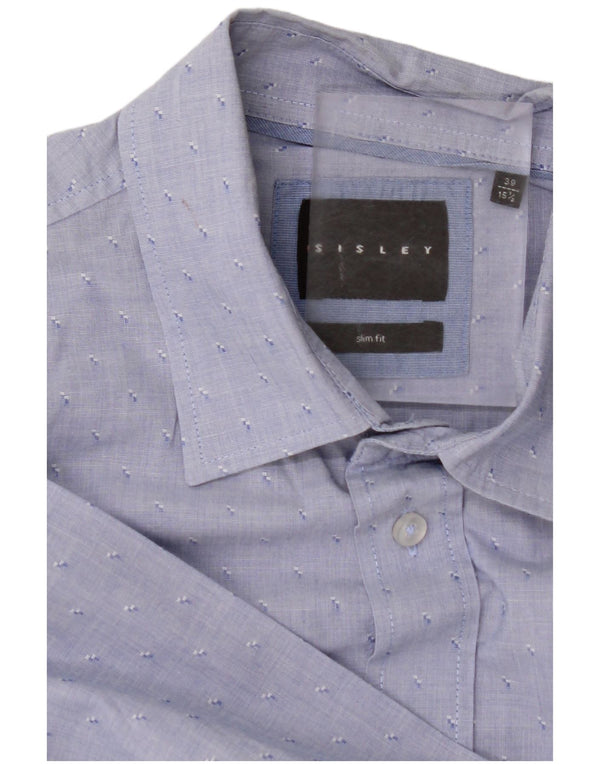 Мужская рубашка приталенного кроя SISLEY, размер 39 15 1/2, средний синий в крапинку