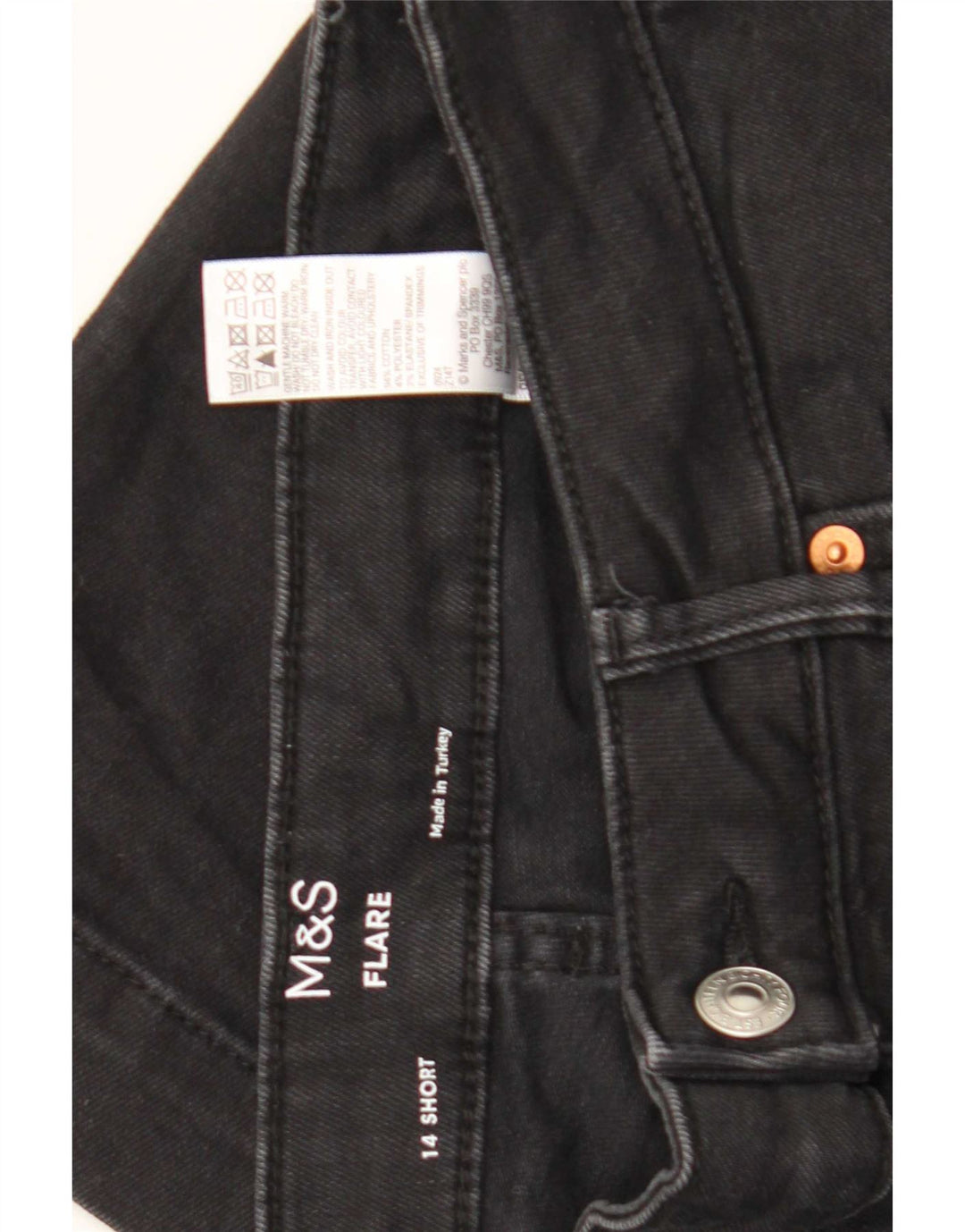 Женские расклешенные джинсы Marks & Spencer UK 14, большие W32 L27, черный хлопок