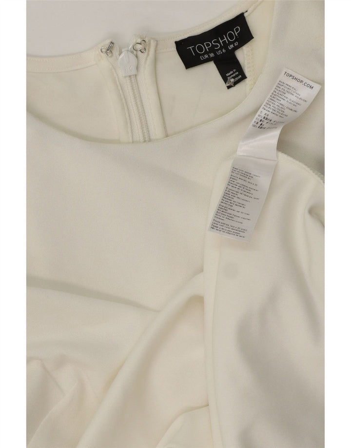 Женское платье-футляр без рукавов Topshop UK 10, маленький размер, белый полиэстер