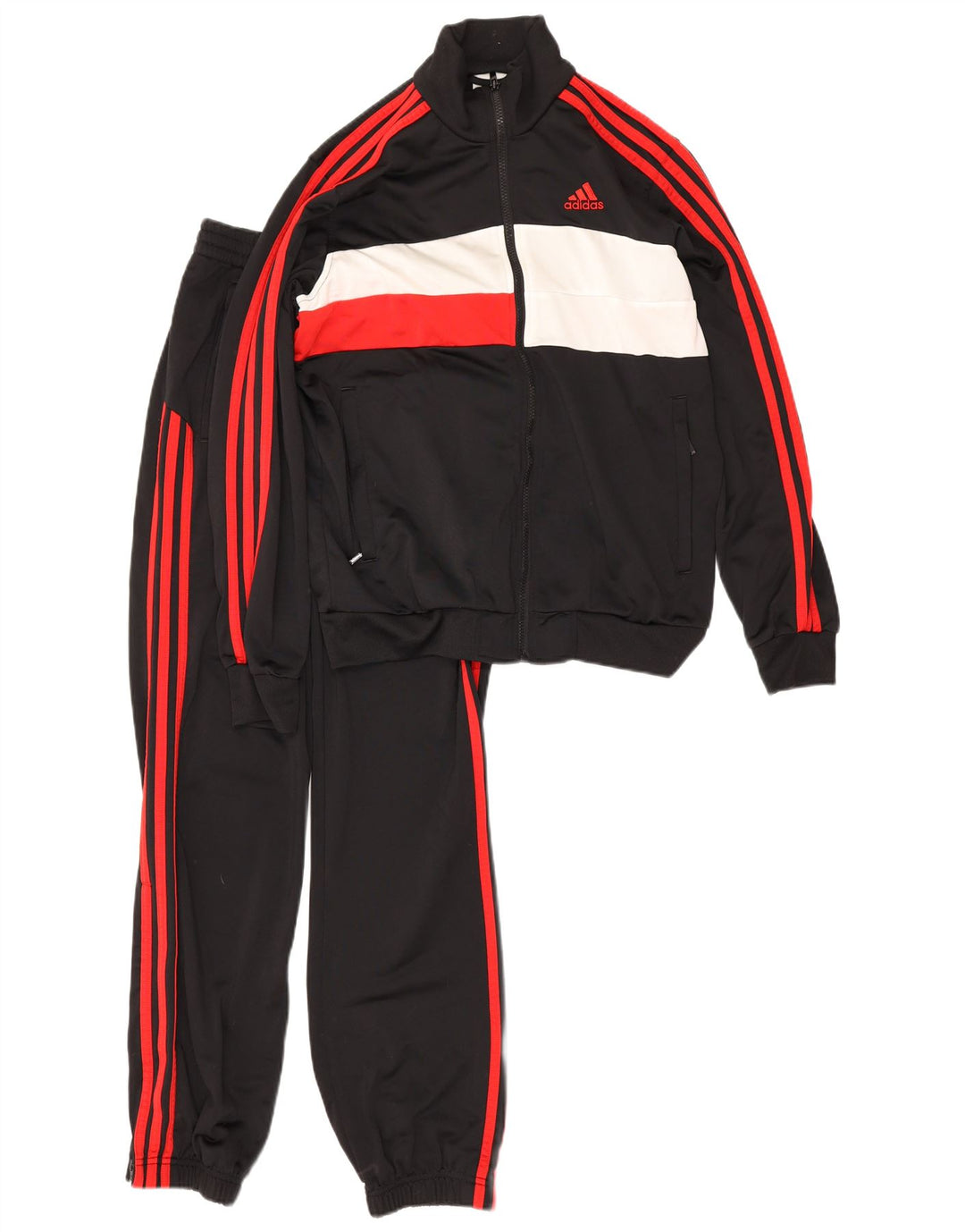 Полный спортивный костюм Adidas для мальчиков 13-14 лет, черный, полиэстер с цветными блоками