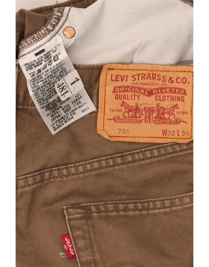 Мужские прямые джинсы Levi's 751 W32 L30 коричневые, хлопок
